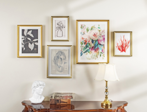 3-piece abstract framed wall art kit